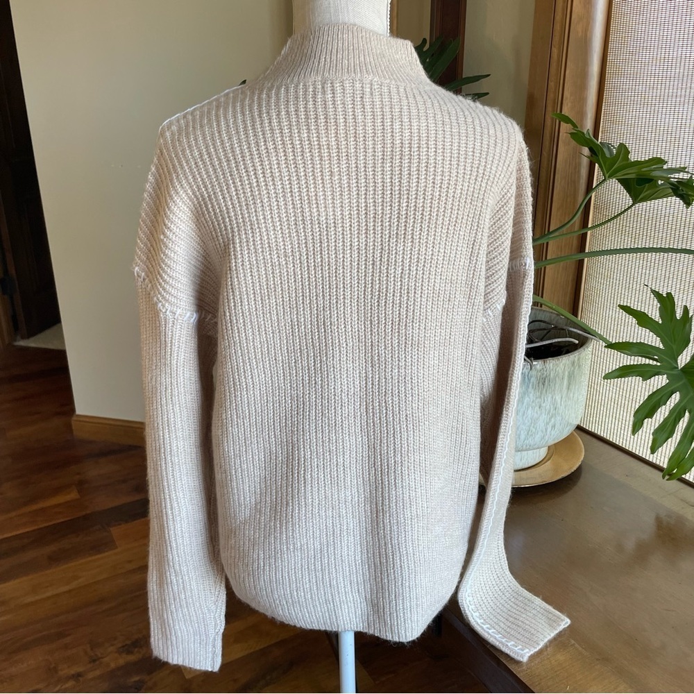 Evereve Haven Whipstitch Mockneck Pullover Cream Sweater NWT size L - Picture 7 of 16